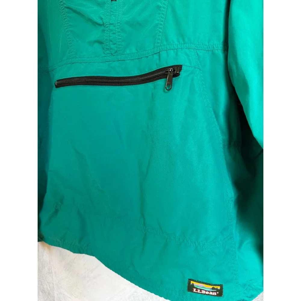 Vintage LL Bean Anorak Windbreaker Mens XL Teal Green Half Zip Made in USA E313